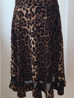 Avita Brown and Black Leopard Print Skater Skirt